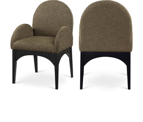 Sage Olive Boucle Fabric Upholstered Dining Arm Chair, 1 Piece