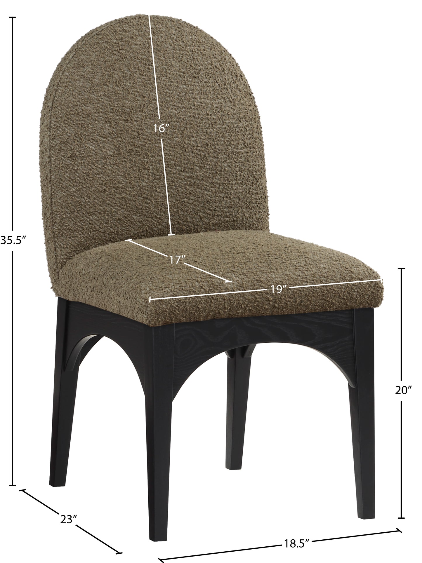 brielle olive boucle fabric dining chair sc