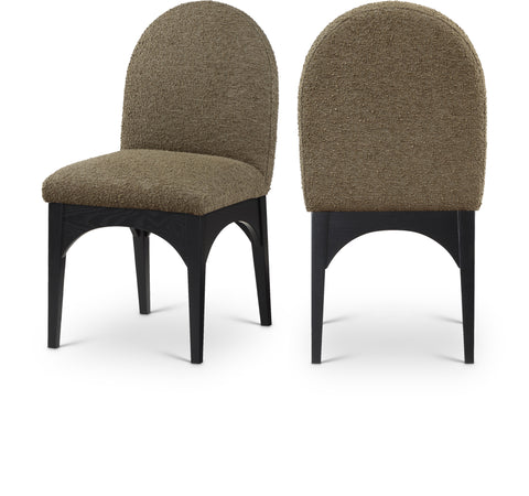 Sage Olive Boucle Fabric Upholstered Dining Side Chair, 1 Piece