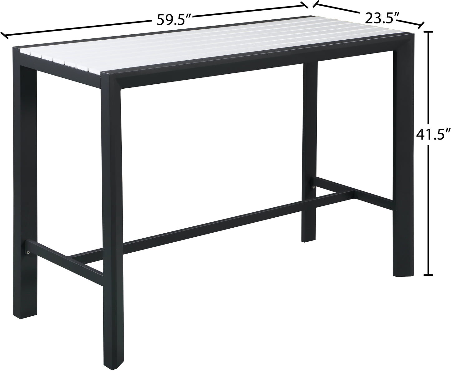 alyssa white wood look accent paneling outdoor patio aluminum rectangle bar table t