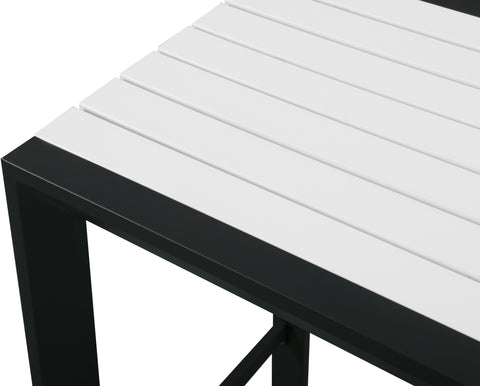Alyssa White Wood Look Accent Paneling Outdoor Patio Aluminum Rectangle Bar Table T