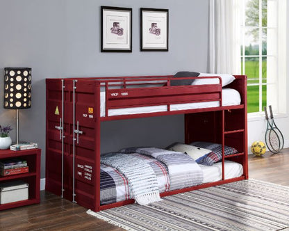 Bellona Twin/Twin Bunk Bed, Red Finish