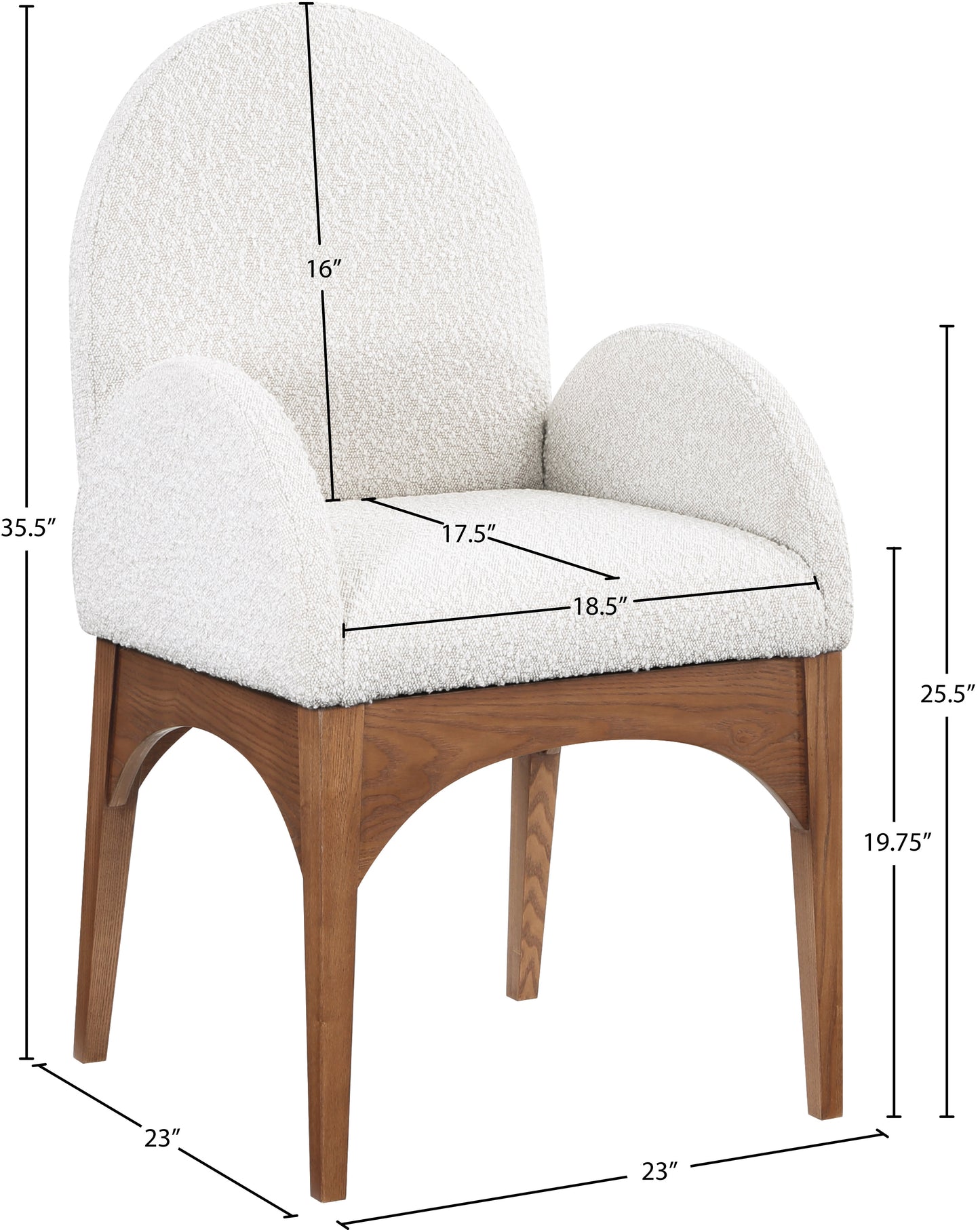 brielle cream boucle fabric dining chair ac