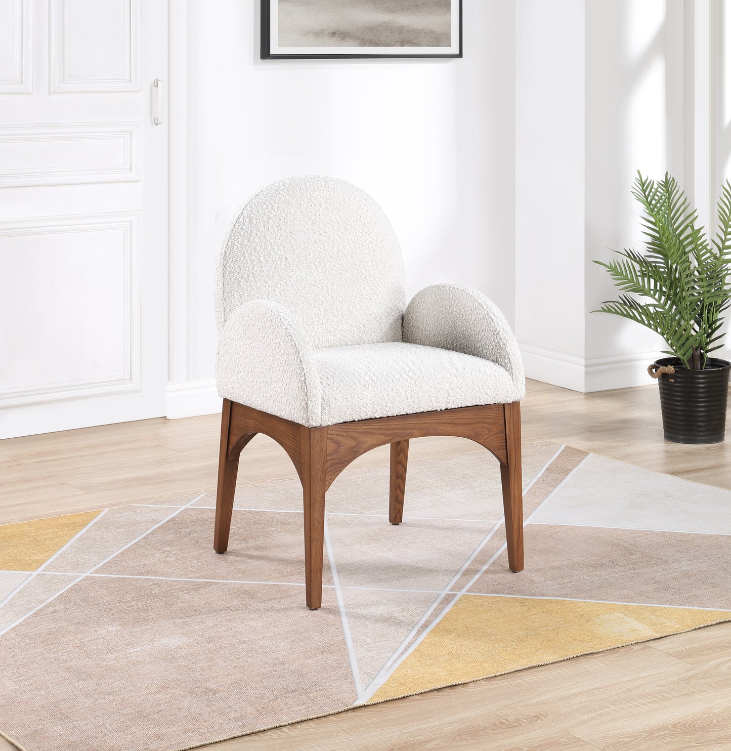 brielle cream boucle fabric dining chair ac