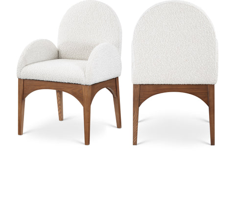 Sage Cream Boucle Fabric Upholstered Dining Arm Chair, 1 Piece (Style 3)