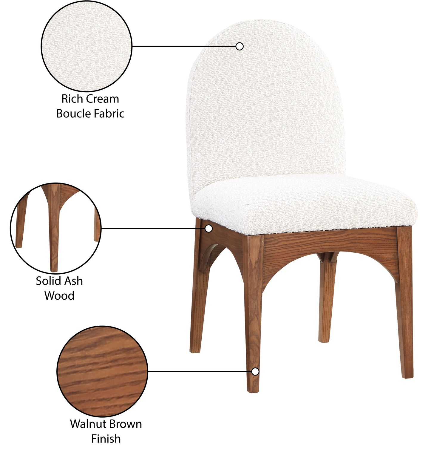 brielle cream boucle fabric dining chair sc