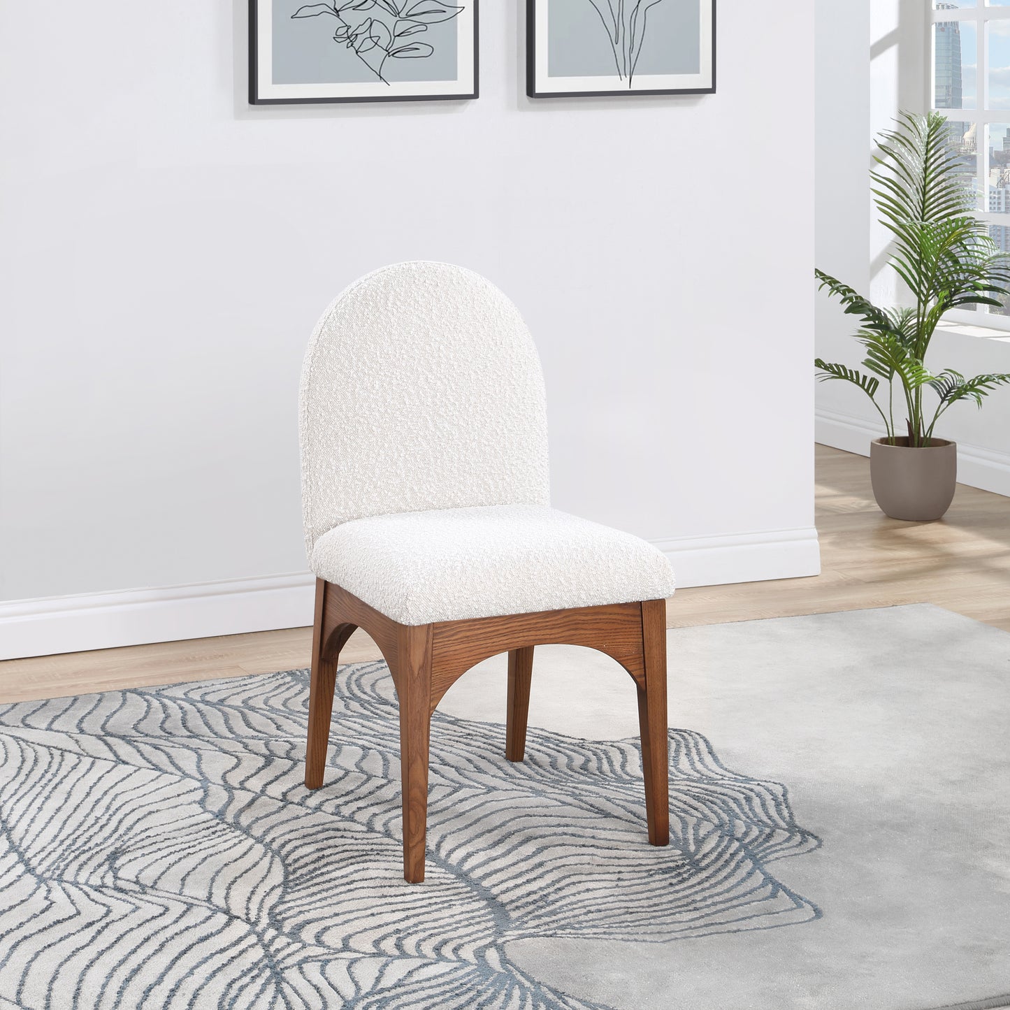 brielle cream boucle fabric dining chair sc