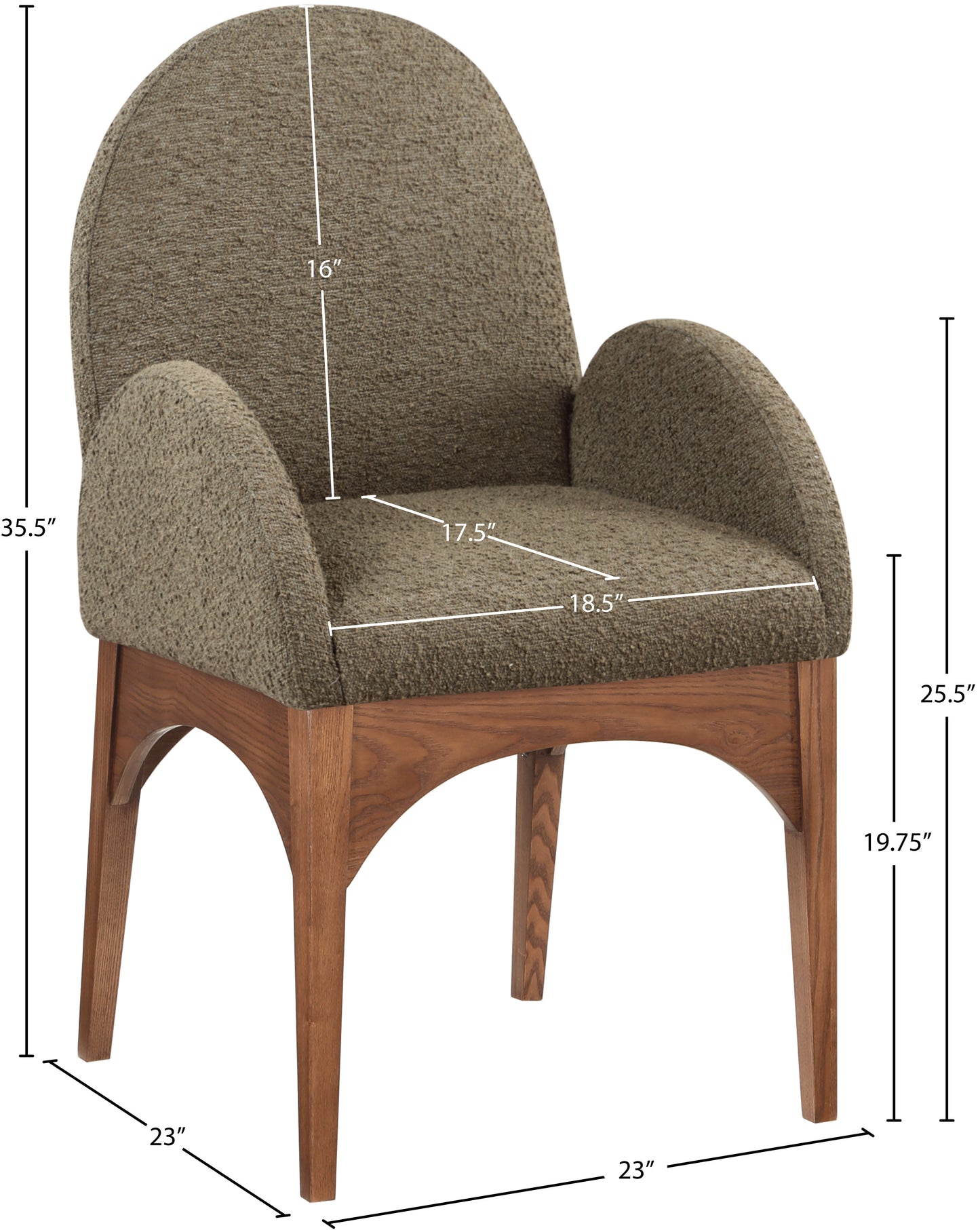 brielle olive boucle fabric dining chair ac