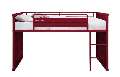 Bellona Twin Loft Bed W/Slide, Red Finish