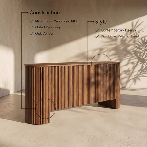Willow Brown Walnut Beech Wood And Oak Veneer Sideboard / Buffet, 1 Piece