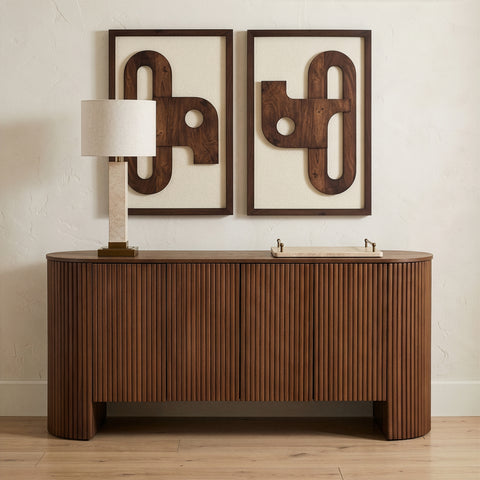 Willow Brown Walnut Beech Wood And Oak Veneer Sideboard / Buffet, 1 Piece