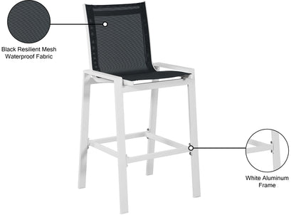 Alyssa Black Mesh Water Resistant Fabric Outdoor Patio Aluminum Mesh Barstool C