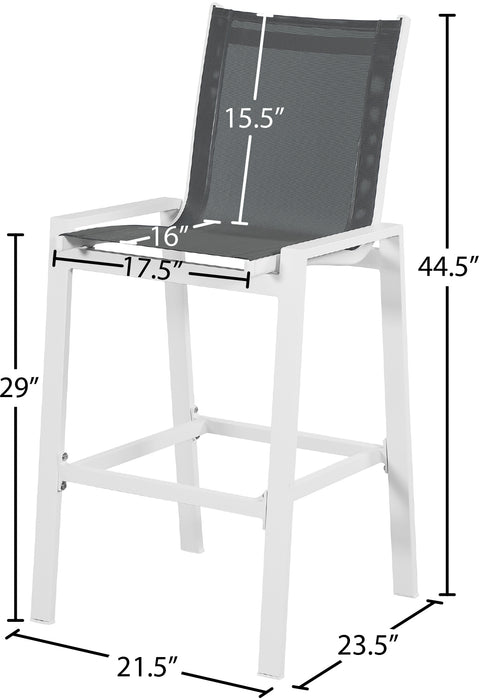 Alyssa Grey Mesh Water Resistant Fabric Outdoor Patio Aluminum Mesh Barstool C