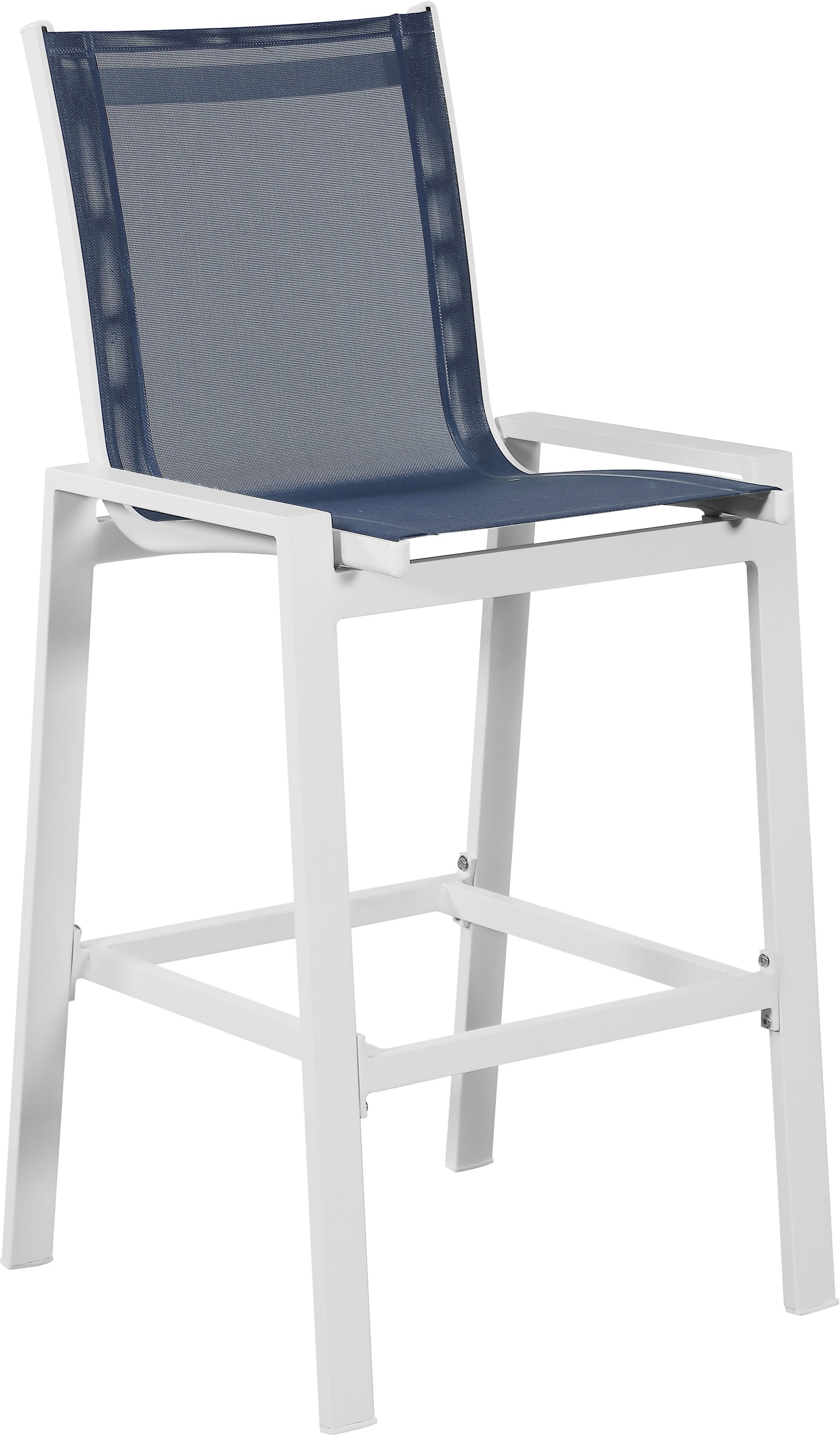 alyssa navy mesh water resistant fabric outdoor patio aluminum mesh barstool c