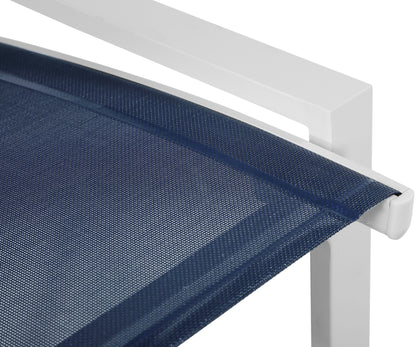 Alyssa Navy Mesh Water Resistant Fabric Outdoor Patio Aluminum Mesh Barstool C