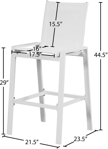 Alyssa White Mesh Water Resistant Fabric Outdoor Patio Aluminum Mesh Barstool C