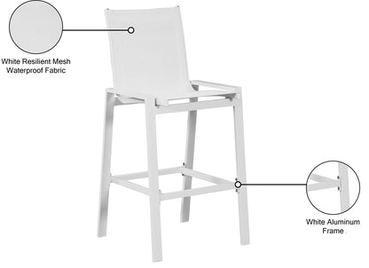 Alyssa White Mesh Water Resistant Fabric Outdoor Patio Aluminum Mesh Barstool C