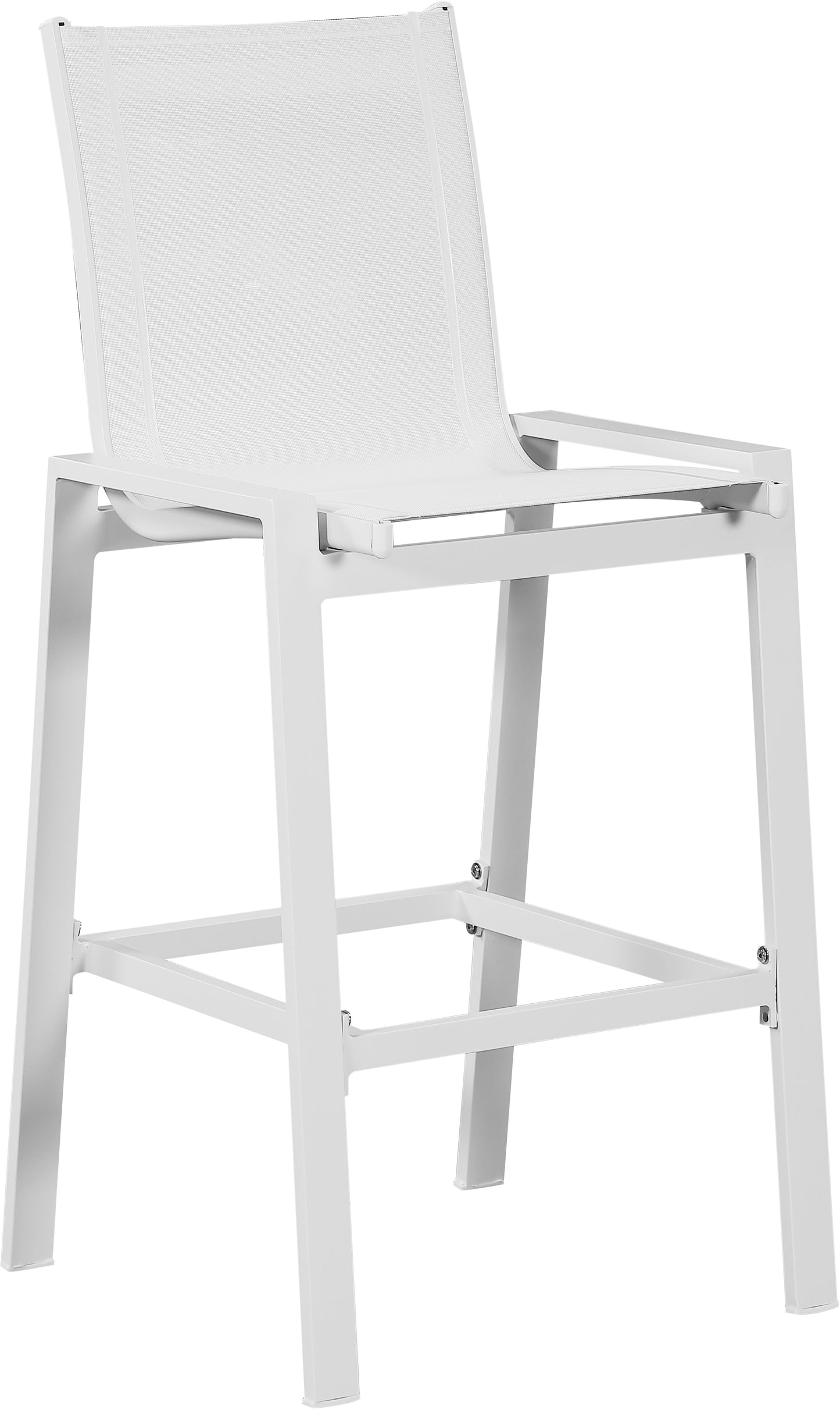 alyssa white mesh water resistant fabric outdoor patio aluminum mesh barstool c