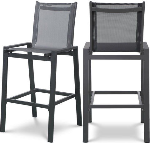 Waverly Black Mesh Water Resistant Fabric Outdoor Patio Bar Stool, 2-Piece (Style 2)