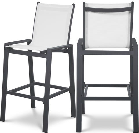 Waverly White Mesh Water Resistant Fabric Outdoor Patio Bar Stool, 2-Piece (Style 2)