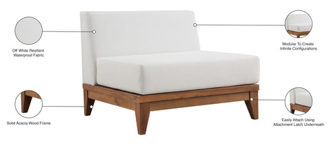 Scarpa Off White Water Resistant Fabric Outdoor Patio Modular Armless Chair Armless