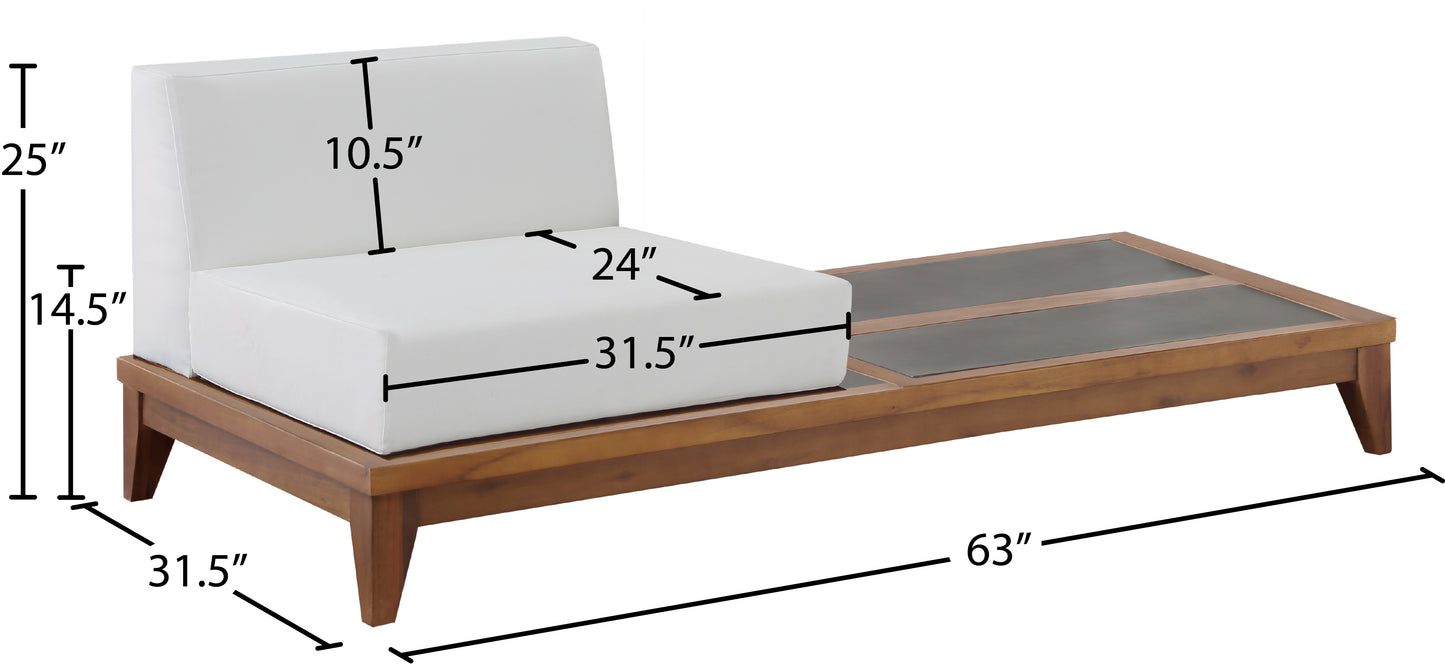 scarpa off white water resistant fabric outdoor patio modular chair w/ integrated table double