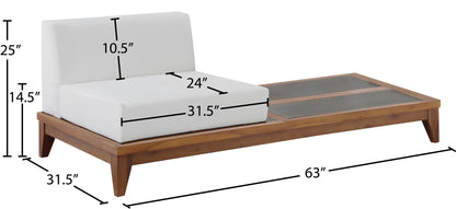 Scarpa Off White Water Resistant Fabric Outdoor Patio Modular Chair w/ Integrated Table Double