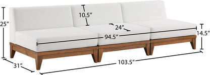 Scarpa Off White Water Resistant Fabric Outdoor Patio Modular Sofa S104