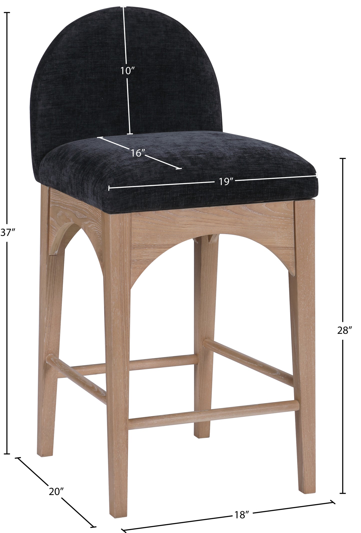 carousel black chenille fabric stool