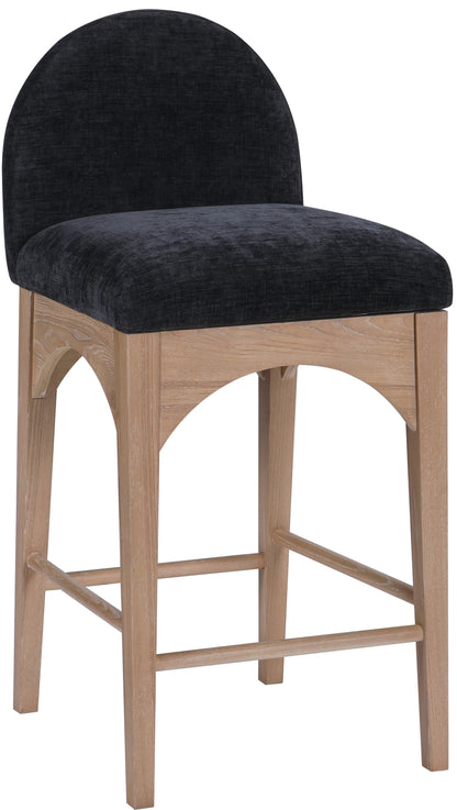 Carousel Black Chenille Fabric Stool