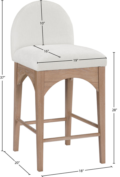 Carousel Cream Chenille Fabric Stool