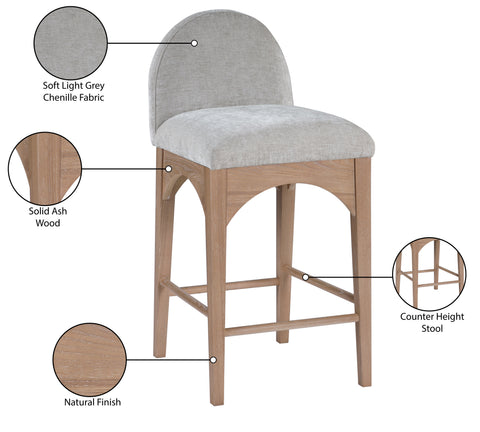 Brielle Grey Chenille Fabric Stool C