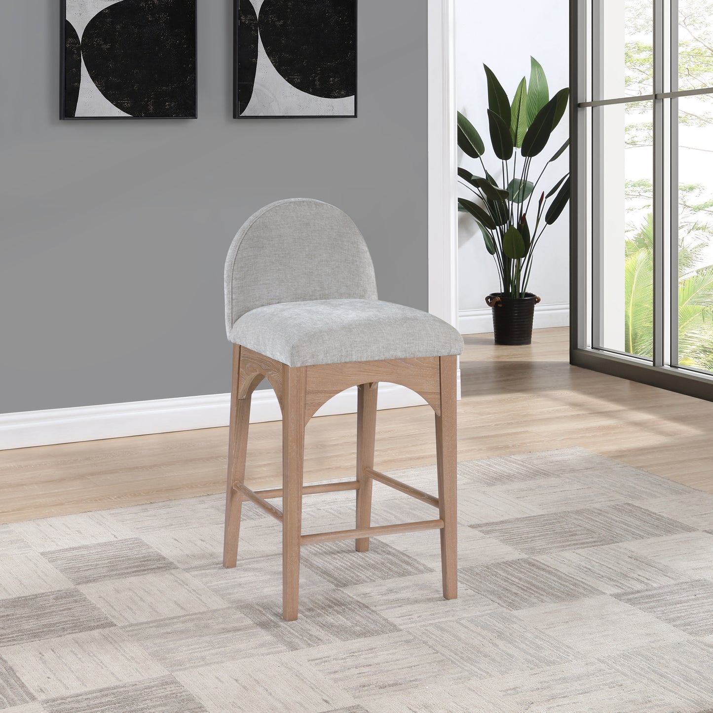 brielle grey chenille fabric stool c