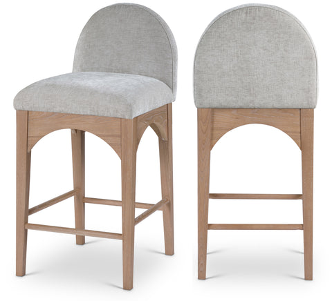 Sage Grey Chenille Fabric Upholstered Counter Stool, 1 Piece