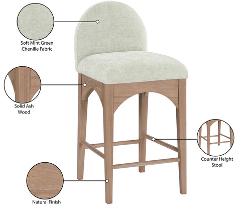 Carousel Mint Chenille Fabric Stool