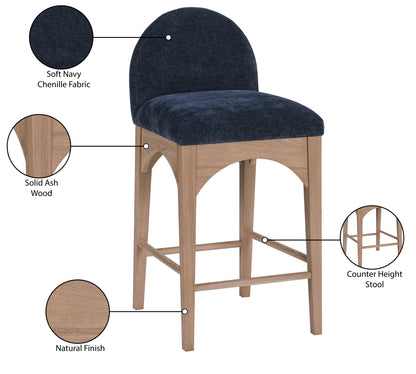 Brielle Navy Chenille Fabric Stool C