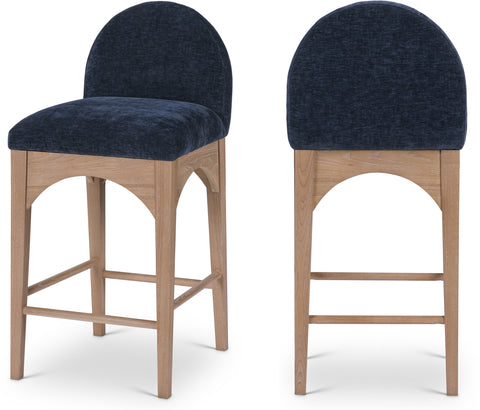 Sage Navy Chenille Fabric Upholstered Counter Stool, 1 Piece