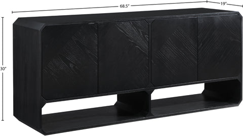 Emory Black Solid Wood And Ash Veneer Sideboard / Buffet, 1 Piece