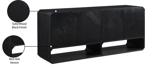 Emory Black Solid Wood And Ash Veneer Sideboard / Buffet, 1 Piece