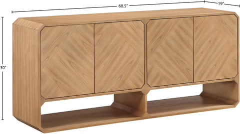 Emory Natural Solid Wood And Ash Veneer Sideboard / Buffet, 1 Piece