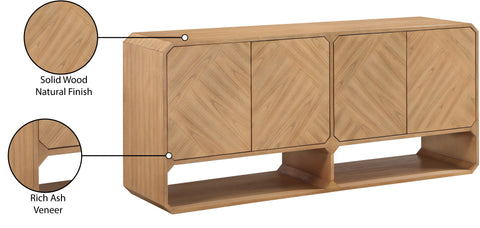 Emory Natural Solid Wood And Ash Veneer Sideboard / Buffet, 1 Piece