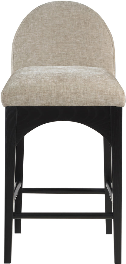 Carousel Beige Chenille Fabric Stool