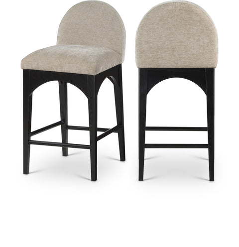 Sage Beige Chenille Fabric Upholstered Counter Stool, 1 Piece