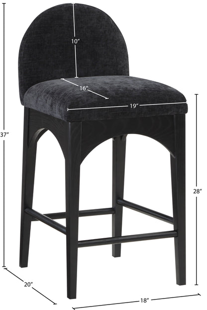 Brielle Black Chenille Fabric Stool C