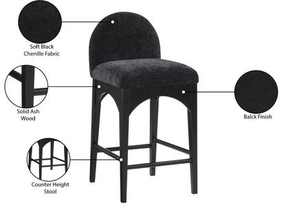 Brielle Black Chenille Fabric Stool C