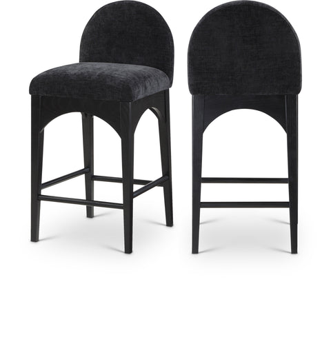 Sage Black Chenille Fabric Upholstered Counter Stool, 1 Piece (Style 2)