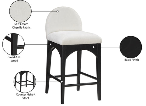 Sage Cream Chenille Fabric Upholstered Counter Stool, 1 Piece (Style 2)