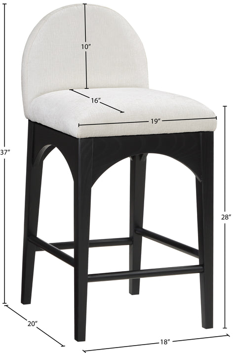 Sage Cream Chenille Fabric Upholstered Counter Stool, 1 Piece (Style 2)