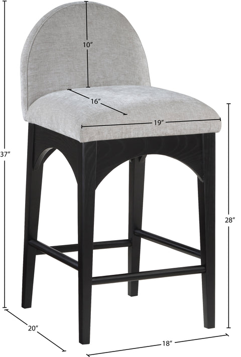 Sage Grey Chenille Fabric Upholstered Counter Stool, 1 Piece (Style 2)