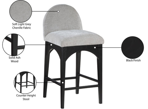 Sage Grey Chenille Fabric Upholstered Counter Stool, 1 Piece (Style 2)